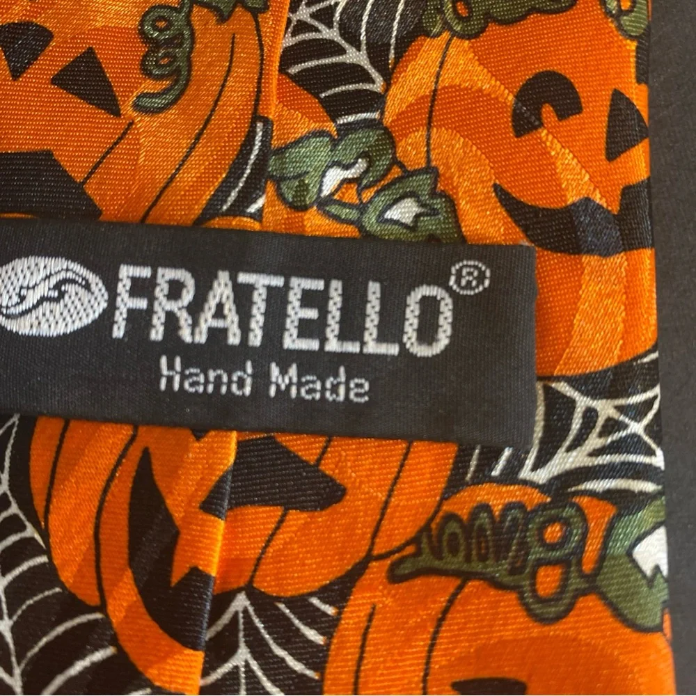 Fratello Spooky Fun Halloween 100% Polyester‎ Ghost Jack O Lanterns Neck Tie